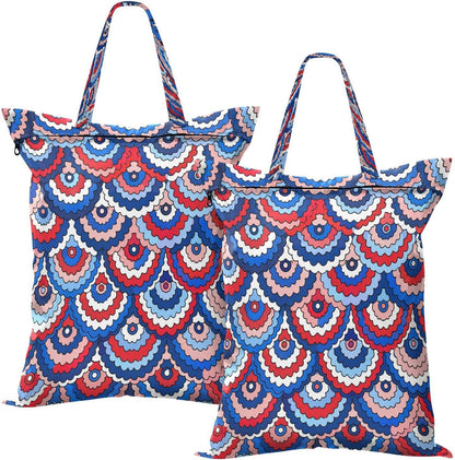 Colorful Mermaid Waterproof Travel Laundry Bag Easy Care 2 Pcs