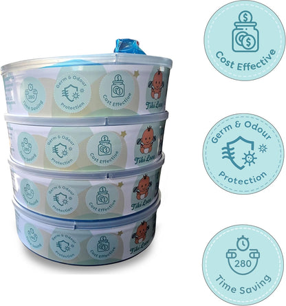 Diaper Pail Refill Bags Compatible with Diaper Genie Essentials – 4 Pack, Odor Lock, Lavender Scent, Holds Up to 1120 Diapers