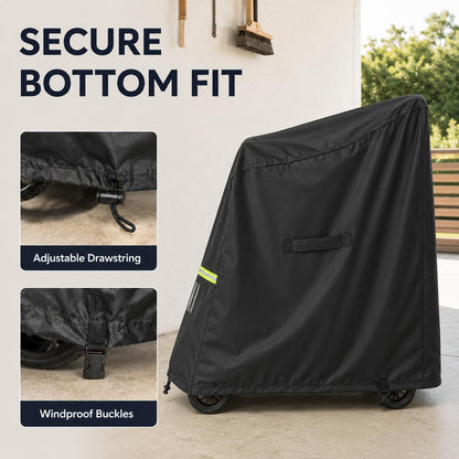 Stroller Cover, Waterproof Outdoor Stroller Storage Cover for Most Large Strollers, Dustproof UV-Resistant Cover with Reflective Strip, Adjustable Bottom Drawstring, Windproof Buckles & Storage Pouch