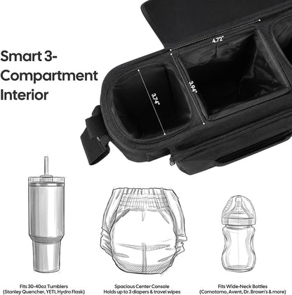 Universal Stroller Organizer with 2-in-1 Wipe Pocket, Black