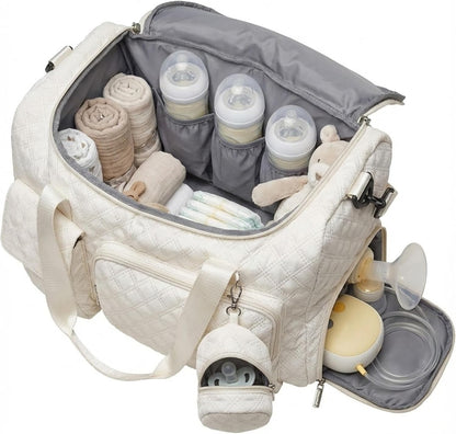 Extra Large Diaper Tote Bag with Shoe Compartment & Pacifier Pocket, Travel Baby Diaper Bag for Mom, Hospital Maternity Weekender Bag, Waterproof Diaper Handbag for Newborn Travel Essentials