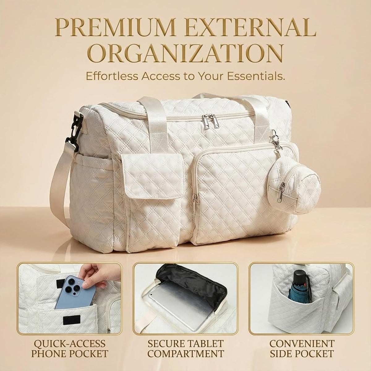 Extra Large Diaper Tote Bag with Shoe Compartment & Pacifier Pocket, Travel Baby Diaper Bag for Mom, Hospital Maternity Weekender Bag, Waterproof Diaper Handbag for Newborn Travel Essentials