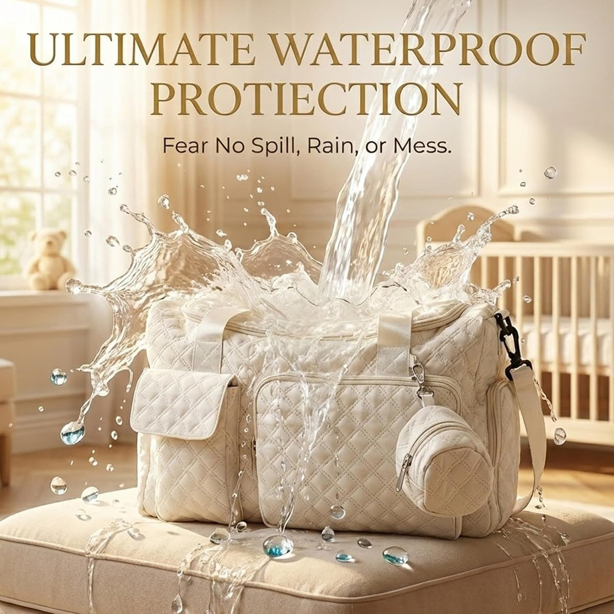 Extra Large Diaper Tote Bag with Shoe Compartment & Pacifier Pocket, Travel Baby Diaper Bag for Mom, Hospital Maternity Weekender Bag, Waterproof Diaper Handbag for Newborn Travel Essentials