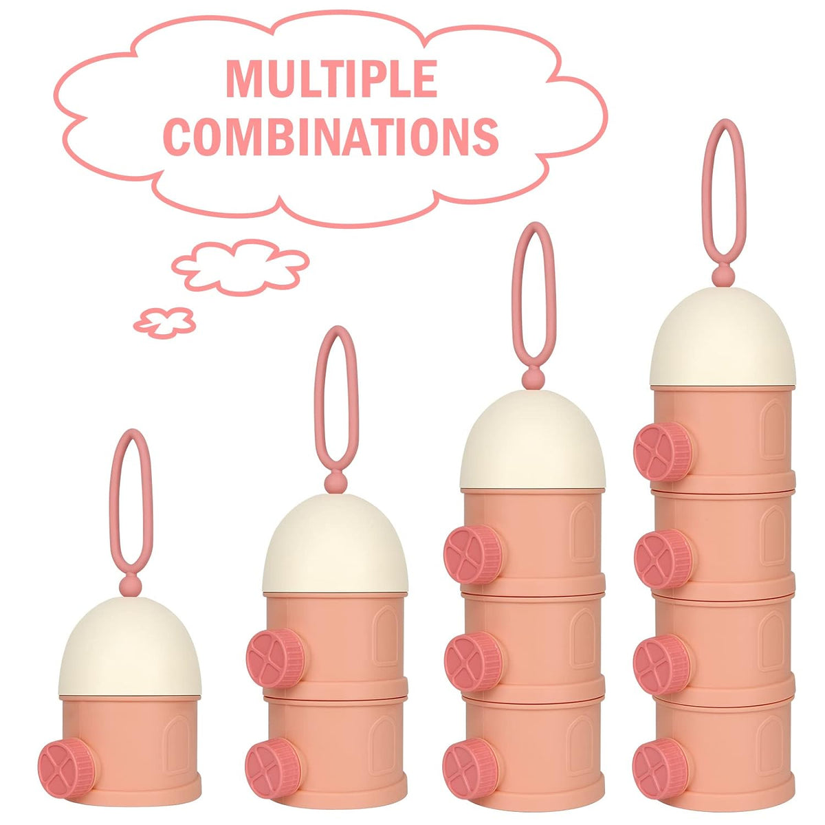 Formula Dispenser On The Go, 4 Layers Stackable Formula Container to Go, Non-Spill Portable Milk Powder Baby & Kids Snack Container, Green