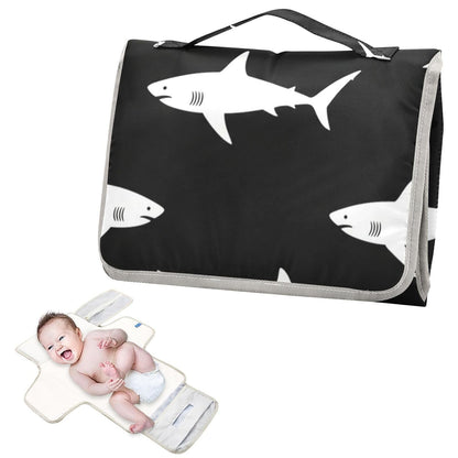 White Sharks Print Portable Diaper Changing Pad Nursery