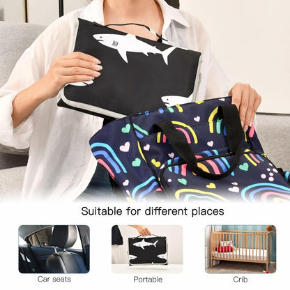 White Sharks Print Portable Diaper Changing Pad Nursery