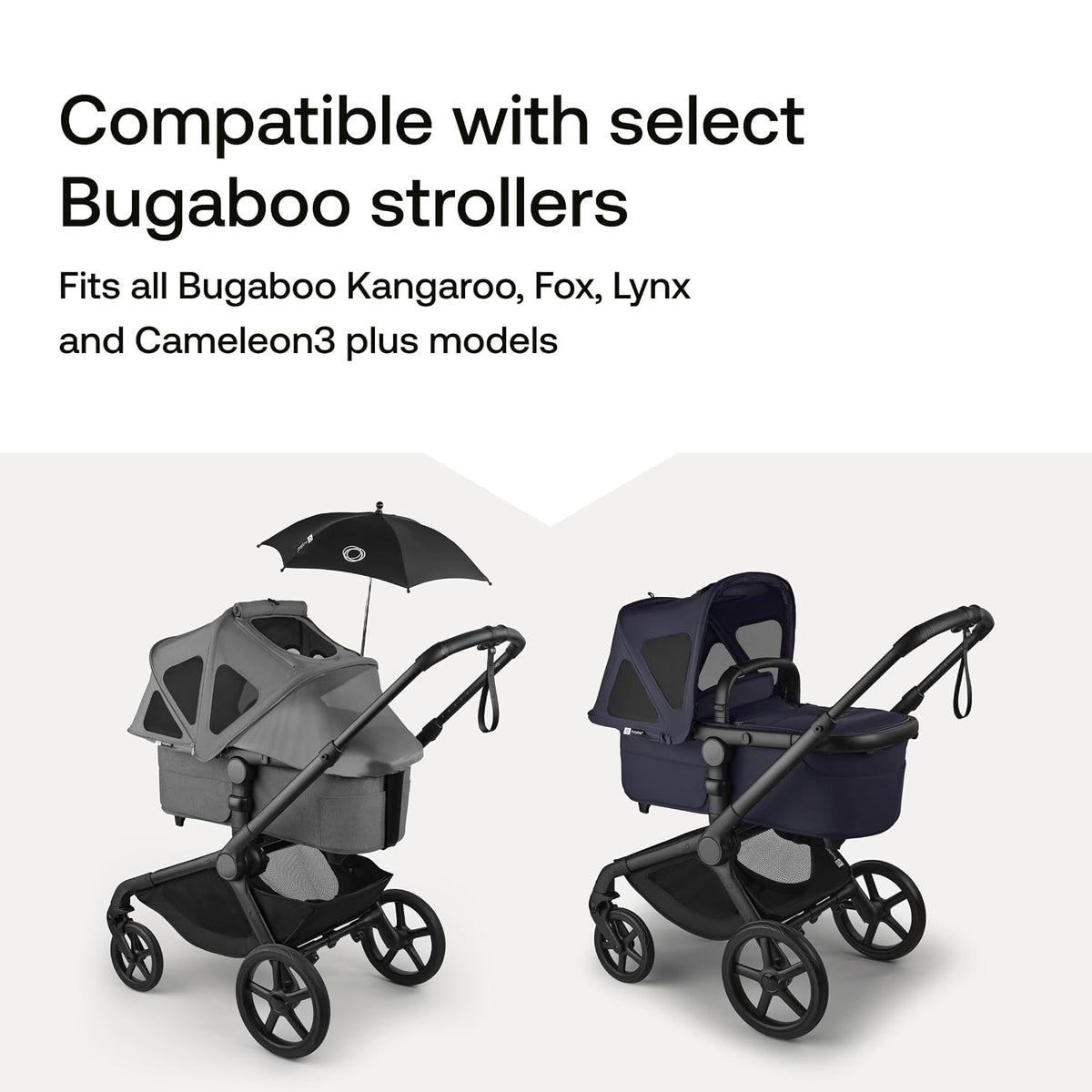 Breezy Sun Canopy with Mosquito Net for Kangaroo and Fox Strollers - Midnight Black
