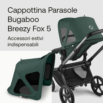 Breezy Sun Canopy with Mosquito Net for Kangaroo and Fox Strollers - Midnight Black