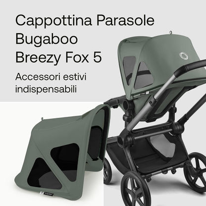 Breezy Sun Canopy with Mosquito Net for Kangaroo and Fox Strollers - Midnight Black