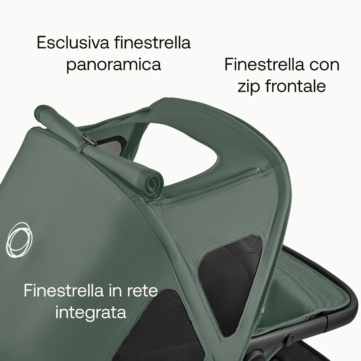 Breezy Sun Canopy with Mosquito Net for Kangaroo and Fox Strollers - Midnight Black
