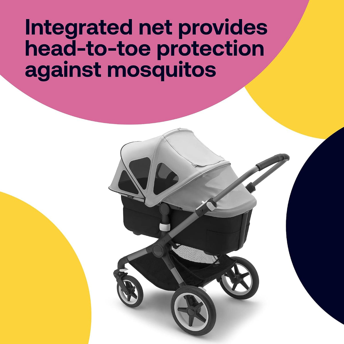 Breezy Sun Canopy with Mosquito Net for Kangaroo and Fox Strollers - Midnight Black