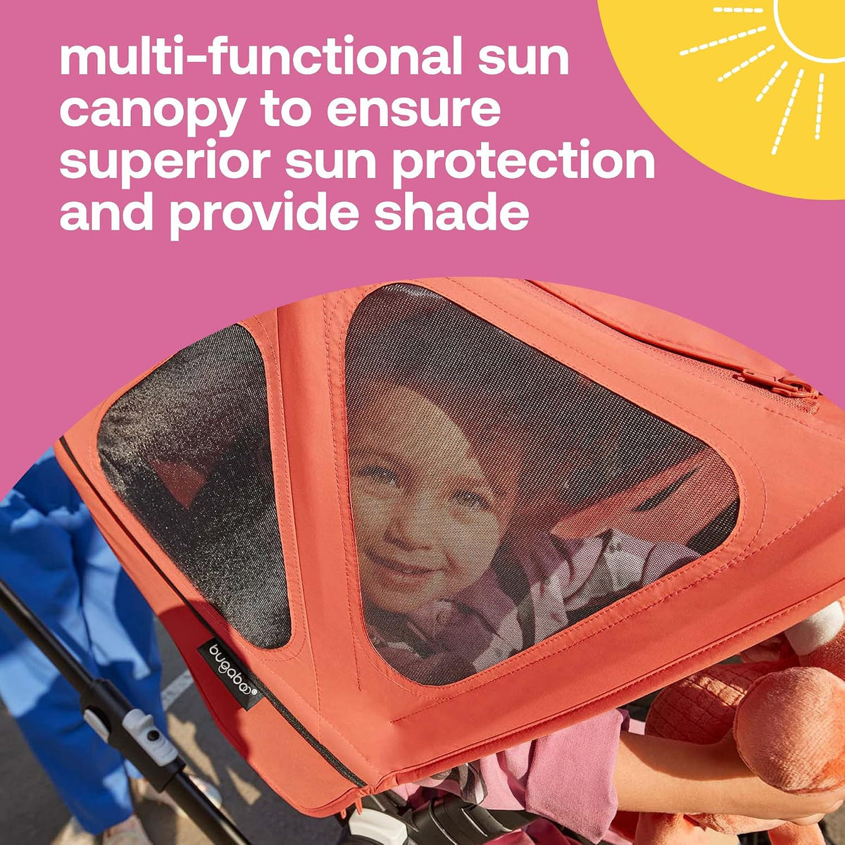 Breezy Sun Canopy with Mosquito Net for Kangaroo and Fox Strollers - Midnight Black