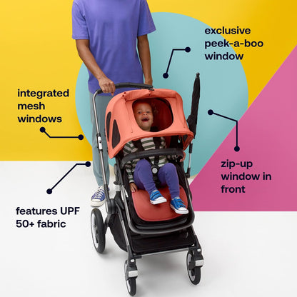 Breezy Sun Canopy with Mosquito Net for Kangaroo and Fox Strollers - Midnight Black