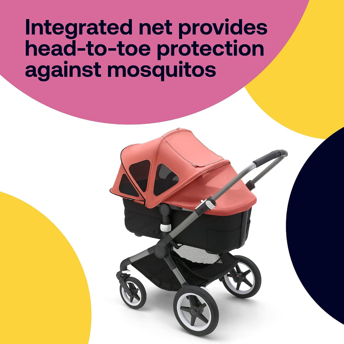 Breezy Sun Canopy with Mosquito Net for Kangaroo and Fox Strollers - Midnight Black