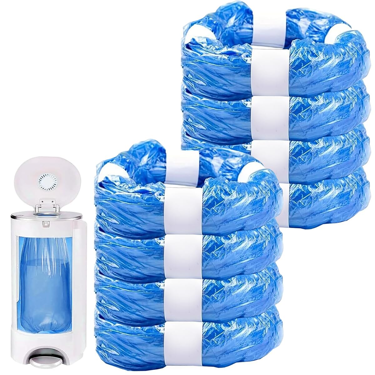 Diaper Pail Refill Bags, Compatible with Genie Complete, Expressions (8 Pack) Pail Refills Unscented | Odor Blocking, Strong, Easy Replacement | Holds up to 2160 Newborn Diapers