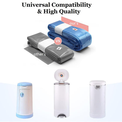 Diaper Pail Refill Bags, Compatible with Genie Complete, Expressions (8 Pack) Pail Refills Unscented | Odor Blocking, Strong, Easy Replacement | Holds up to 2160 Newborn Diapers