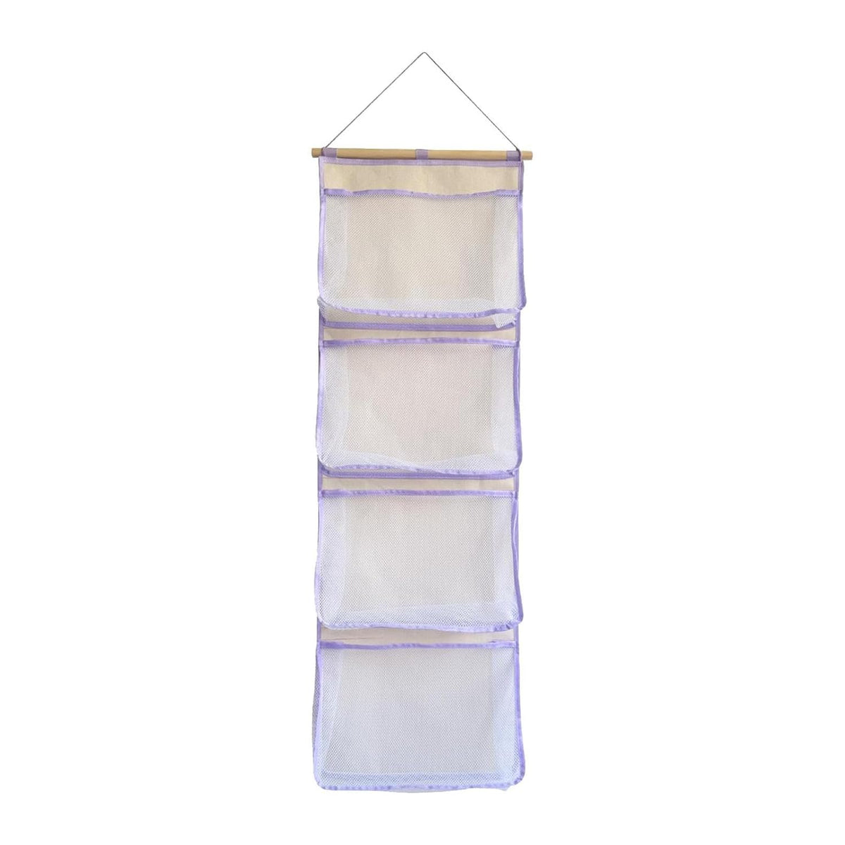 Hanging Storage Bag for Over Door Organizing Pocket Organizer Mesh Hammock Four Large Pockets Breathable Holder Suitable for Kids Room, Pink
