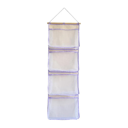 Hanging Storage Bag for Over Door Organizing Pocket Organizer Mesh Hammock Four Large Pockets Breathable Holder Suitable for Kids Room, Pink