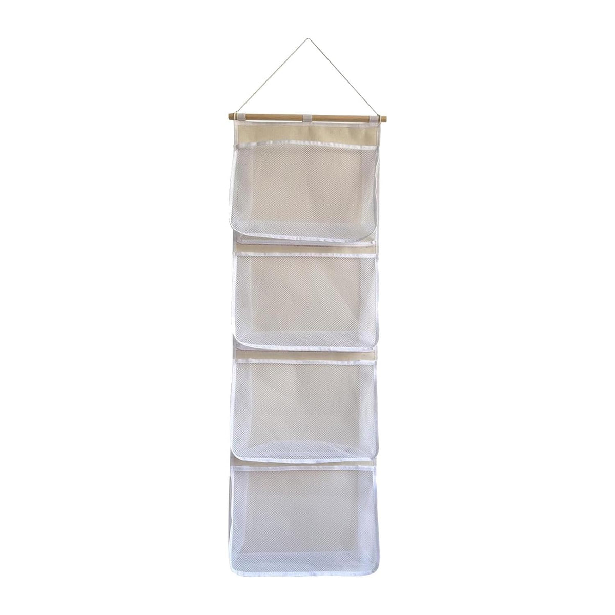 Hanging Storage Bag for Over Door Organizing Pocket Organizer Mesh Hammock Four Large Pockets Breathable Holder Suitable for Kids Room, Pink