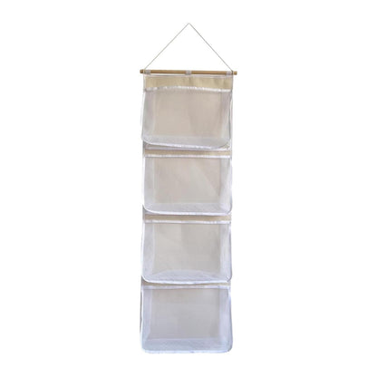 Hanging Storage Bag for Over Door Organizing Pocket Organizer Mesh Hammock Four Large Pockets Breathable Holder Suitable for Kids Room, Pink