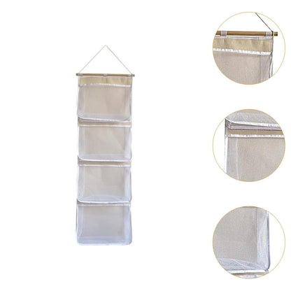 Hanging Storage Bag for Over Door Organizing Pocket Organizer Mesh Hammock Four Large Pockets Breathable Holder Suitable for Kids Room, Pink