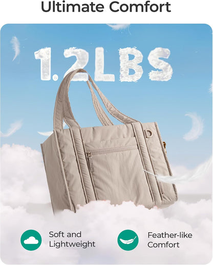 Boxy Tote Bag for Women, Crossbody Work Bag with Zipper
