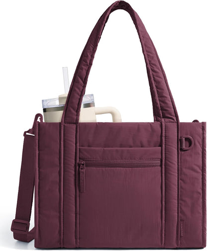 Boxy Tote Bag for Women, Crossbody Work Bag with Zipper