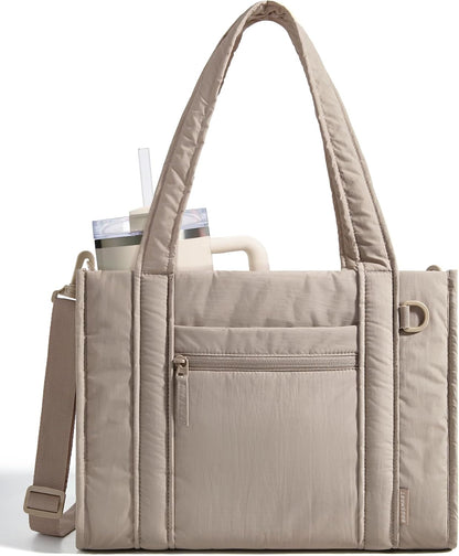 Boxy Tote Bag for Women, Crossbody Work Bag with Zipper
