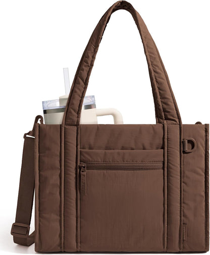 Boxy Tote Bag for Women, Crossbody Work Bag with Zipper