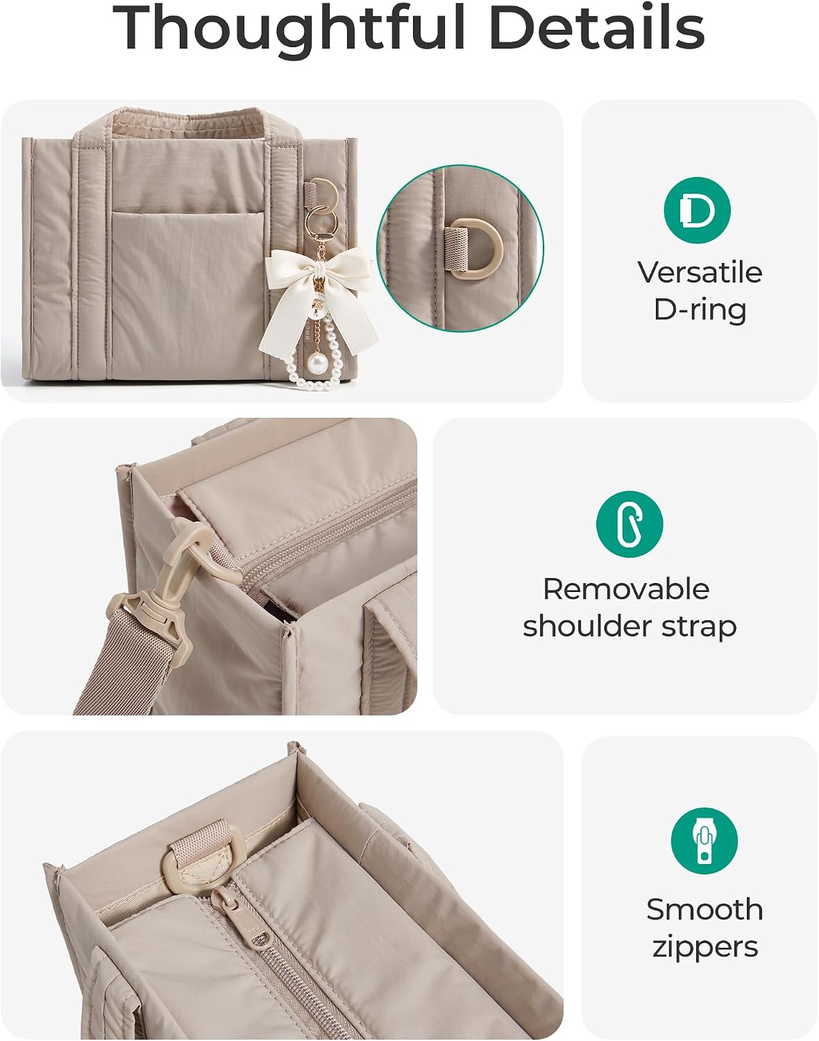Boxy Tote Bag for Women, Crossbody Work Bag with Zipper