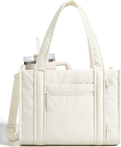 Boxy Tote Bag for Women, Crossbody Work Bag with Zipper