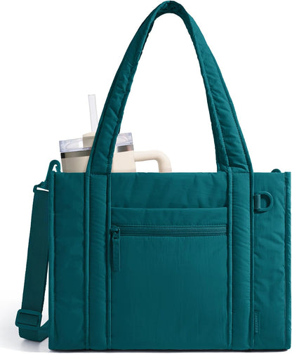 Boxy Tote Bag for Women, Crossbody Work Bag with Zipper