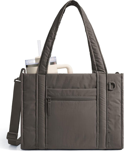 Boxy Tote Bag for Women, Crossbody Work Bag with Zipper