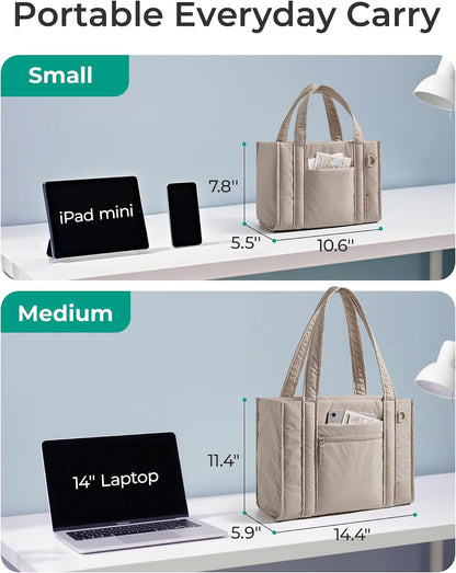 Boxy Tote Bag for Women, Crossbody Work Bag with Zipper
