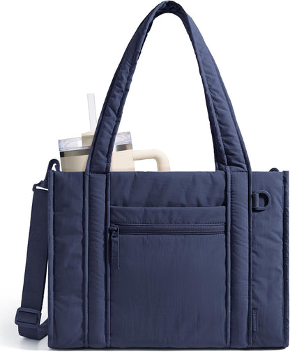 Boxy Tote Bag for Women, Crossbody Work Bag with Zipper