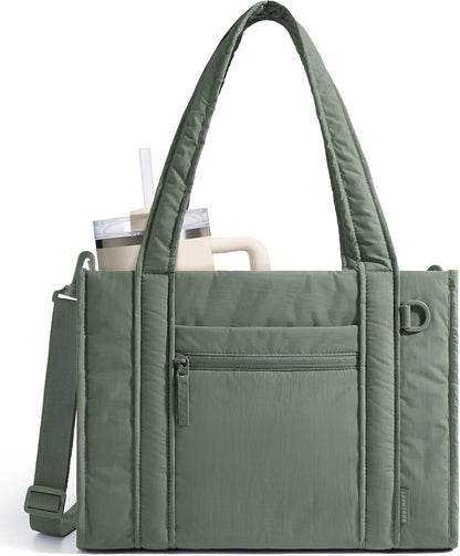 Boxy Tote Bag for Women, Crossbody Work Bag with Zipper