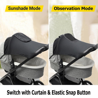 Stroller Sun Shade Cover Universal Stroller Sunshade Extender Baby Buggy Sunshade Canopy UPF50+ Pram Sun Shade Shield with with Skylight/Viewing Window for Pushchair Carrycot Travel Stroller