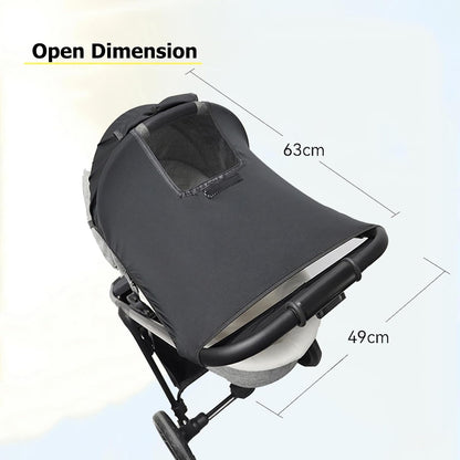 Stroller Sun Shade Cover Universal Stroller Sunshade Extender Baby Buggy Sunshade Canopy UPF50+ Pram Sun Shade Shield with with Skylight/Viewing Window for Pushchair Carrycot Travel Stroller