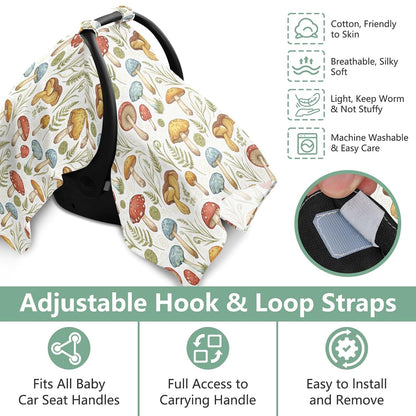 Stroller Sun Shade Cover Black Out Stroller Shade Extender,Protects from Dust and Snow Wild Mushrooms Naturally