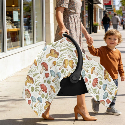 Stroller Sun Shade Cover Black Out Stroller Shade Extender,Protects from Dust and Snow Wild Mushrooms Naturally