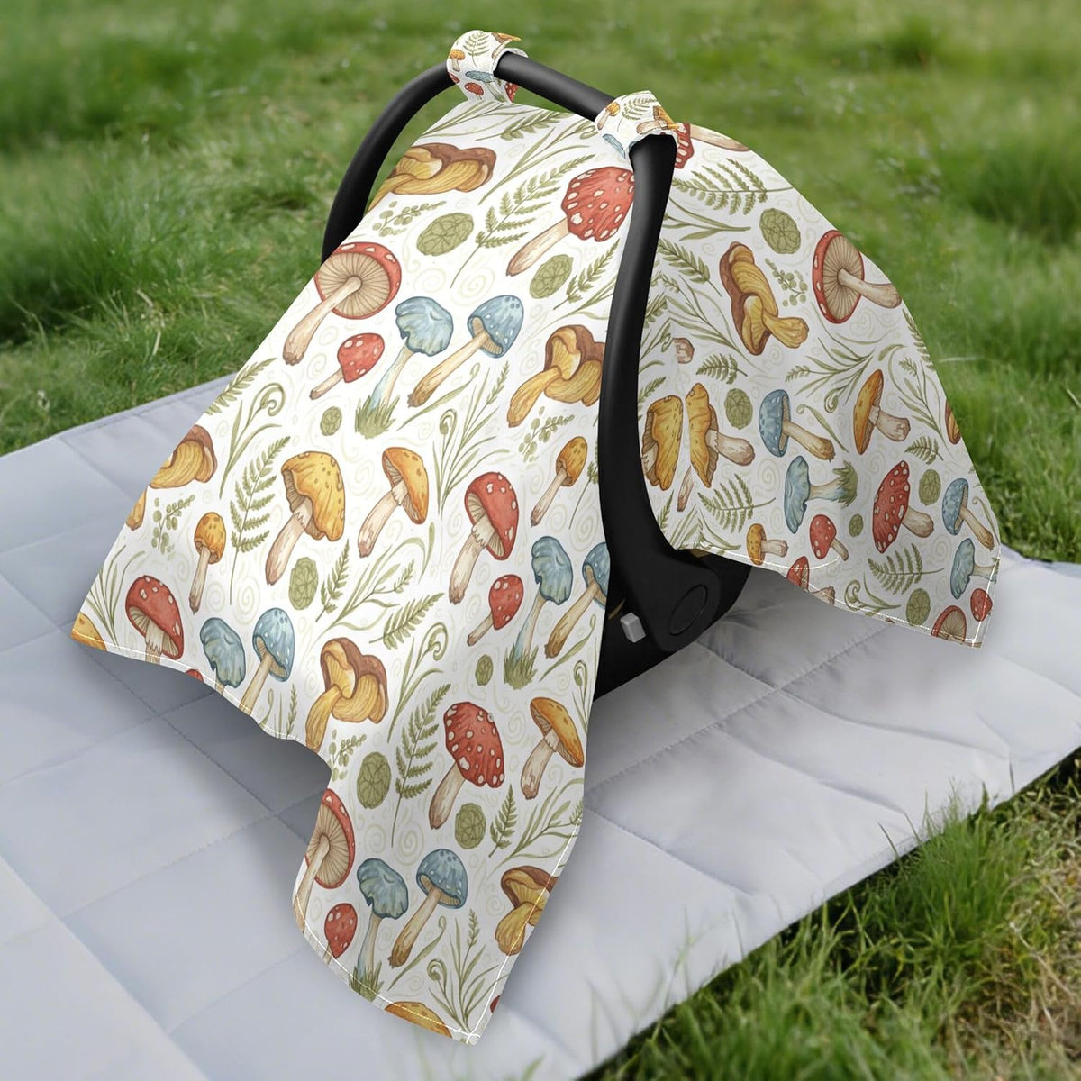 Stroller Sun Shade Cover Black Out Stroller Shade Extender,Protects from Dust and Snow Wild Mushrooms Naturally