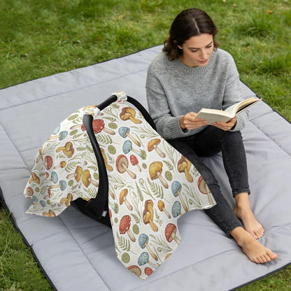 Stroller Sun Shade Cover Black Out Stroller Shade Extender,Protects from Dust and Snow Wild Mushrooms Naturally
