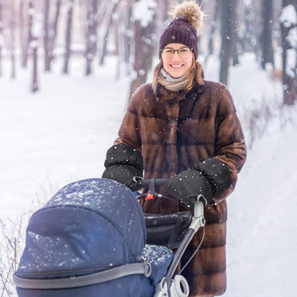 1pair Stroller Gloves Warm Fleece Hand Muffs for Parents Fit for Strollers Shopping Carts for Cold Weather Use
