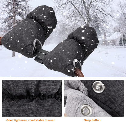 1pair Stroller Gloves Warm Fleece Hand Muffs for Parents Fit for Strollers Shopping Carts for Cold Weather Use
