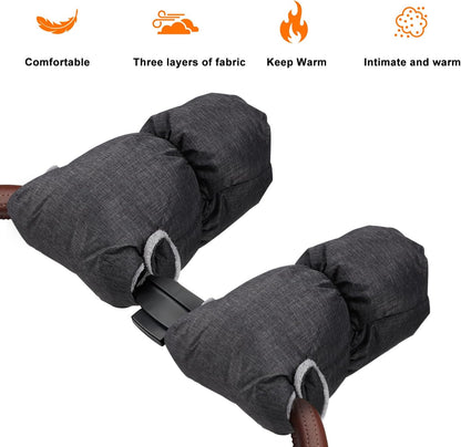 1pair Stroller Gloves Warm Fleece Hand Muffs for Parents Fit for Strollers Shopping Carts for Cold Weather Use