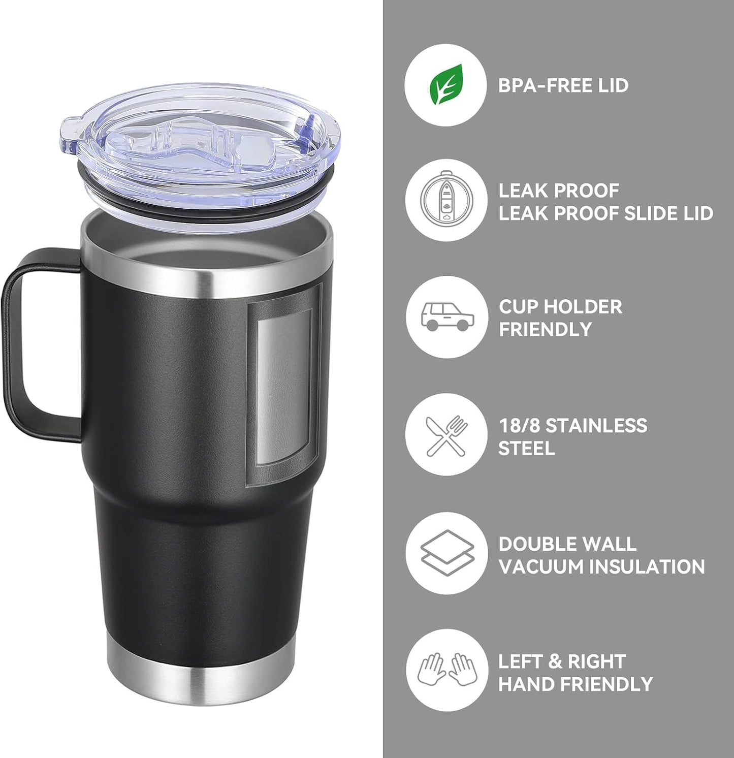 20 oz Tumbler with Handle Lid and Straw, Stainless Steel Insulated Travel Coffee Mug Spill Proof Double Wall Metal Tumbler Cup Keeps Drink Hot and Cold, Navy Blue 1 Pack