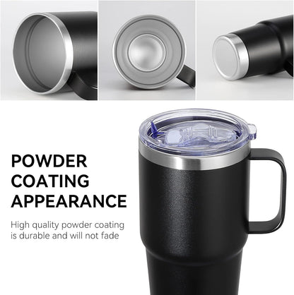20 oz Tumbler with Handle Lid and Straw, Stainless Steel Insulated Travel Coffee Mug Spill Proof Double Wall Metal Tumbler Cup Keeps Drink Hot and Cold, Navy Blue 1 Pack