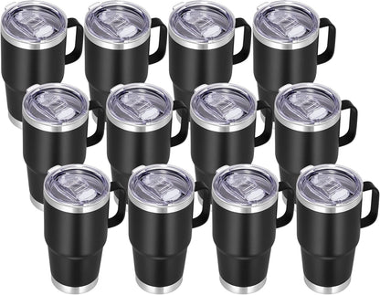 20 oz Tumbler with Handle Lid and Straw, Stainless Steel Insulated Travel Coffee Mug Spill Proof Double Wall Metal Tumbler Cup Keeps Drink Hot and Cold, Navy Blue 1 Pack