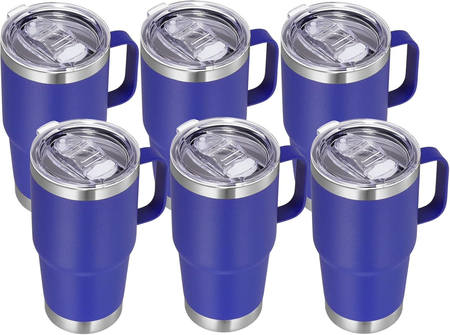 20 oz Tumbler with Handle Lid and Straw, Stainless Steel Insulated Travel Coffee Mug Spill Proof Double Wall Metal Tumbler Cup Keeps Drink Hot and Cold, Navy Blue 1 Pack