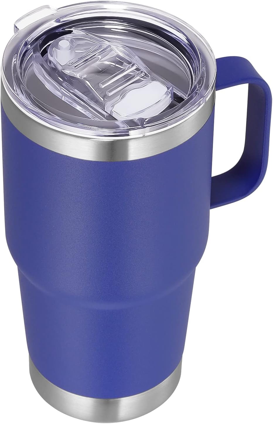 20 oz Tumbler with Handle Lid and Straw, Stainless Steel Insulated Travel Coffee Mug Spill Proof Double Wall Metal Tumbler Cup Keeps Drink Hot and Cold, Navy Blue 1 Pack